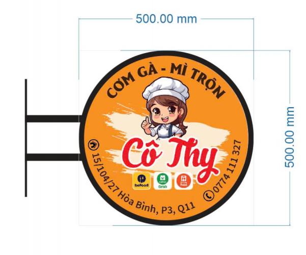 hộp đèn mica hút nổi tròn kích thước 500x500mm - nội dung dán decal, Hộp đèn mic... - 3D Quảng Cáo CN3