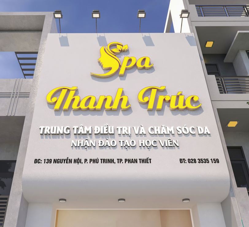 bảng hiệu alu chữ mica sang trọng, có lắp đèn pha điện.