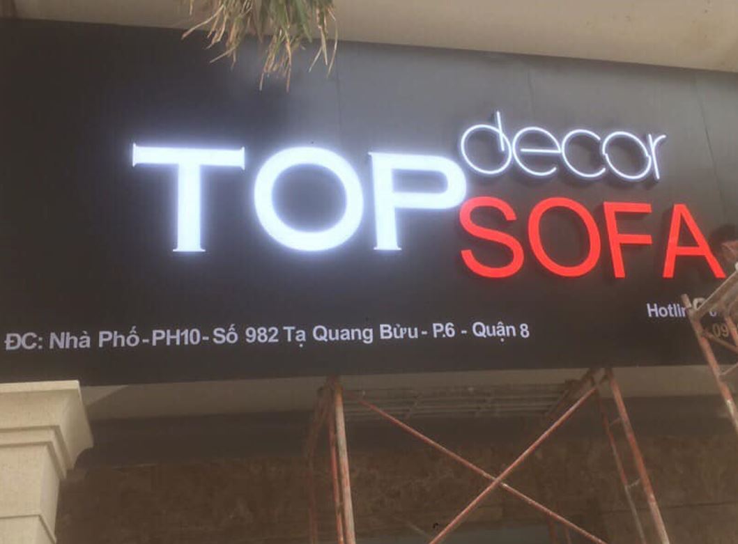 Bảng hiệu alu, nội dung chữ mica nhiều màu