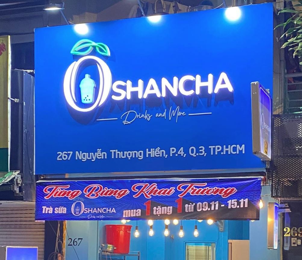 Bảng hiệu nề alu, nội dũng chữ mica không đèn, lắp đèn pha điện.