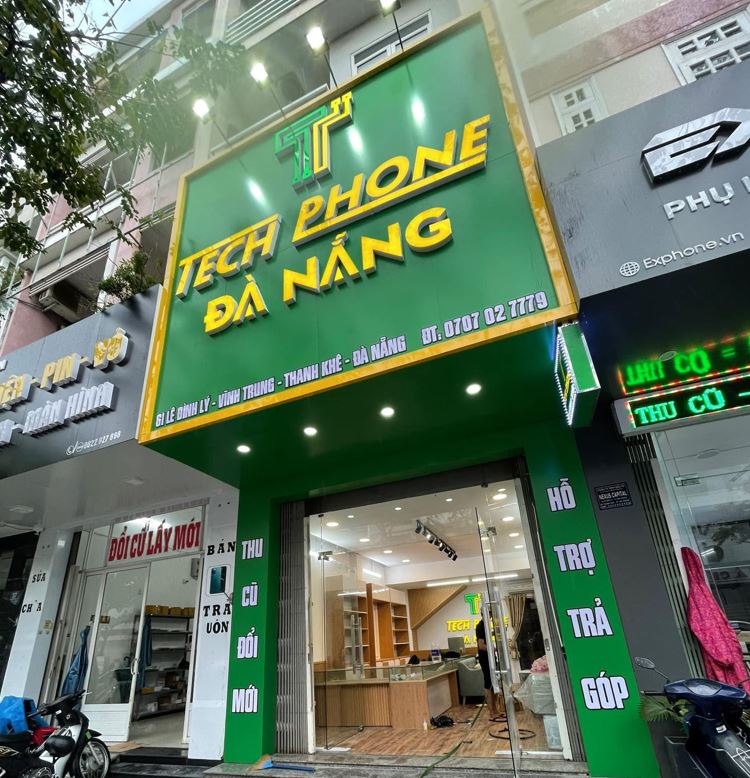 bảng hiệu nền xanh, chữ có đèn sáng mặt giá rẻ