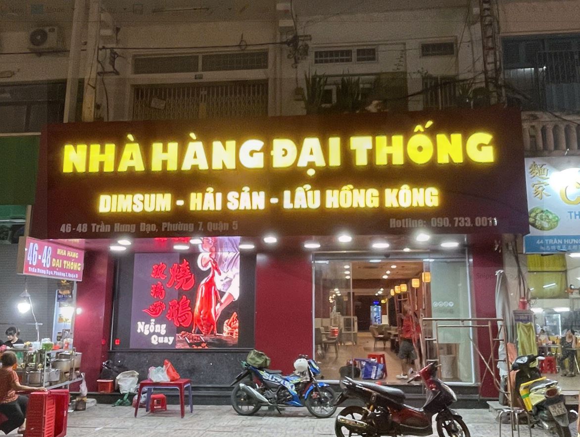 bảng hiệu nhà hàng chữ nổi mica vàng có đèn sáng mặt, làm bảng hiệu quảng cáo nề... - 3D Quảng Cáo CN3