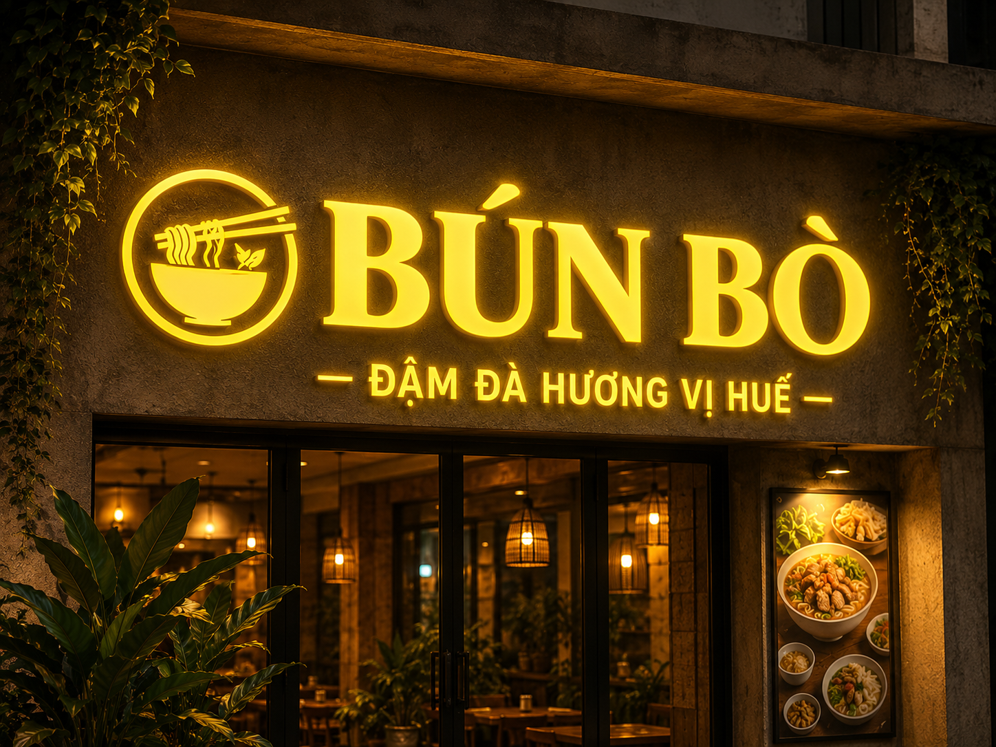 BẢNG HIỆU QUÁN BÚN BÒ CHỮ NỔI MICA ĐÈN SÁNG MẶT – NỔI BẬT & THU HÚT KHÁCH HÀNG, ... - Quảng Cáo Ad Shop