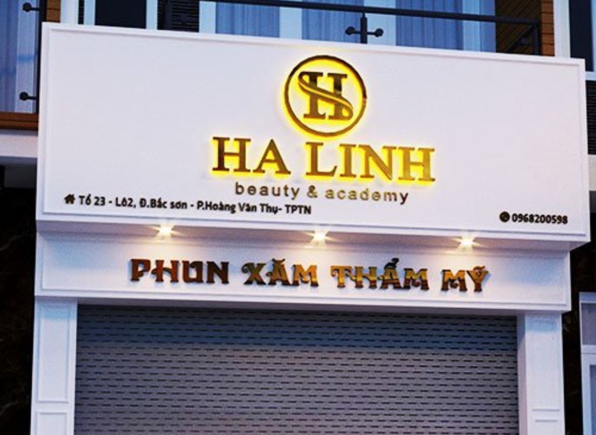 Bảng hiệu thạch cao, chữ alu gương có đèn sáng chân, Mặt dựng bảng hiệu làm bằng... - Quảng Cáo Ad Shop