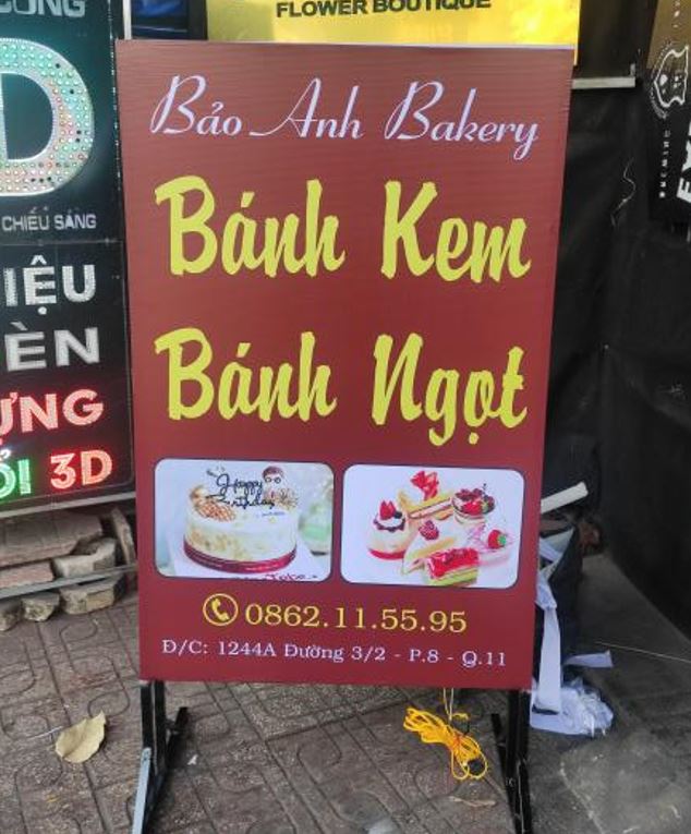 biển hiệu bạt có chân, không đèn đơn giản, giá rẻ