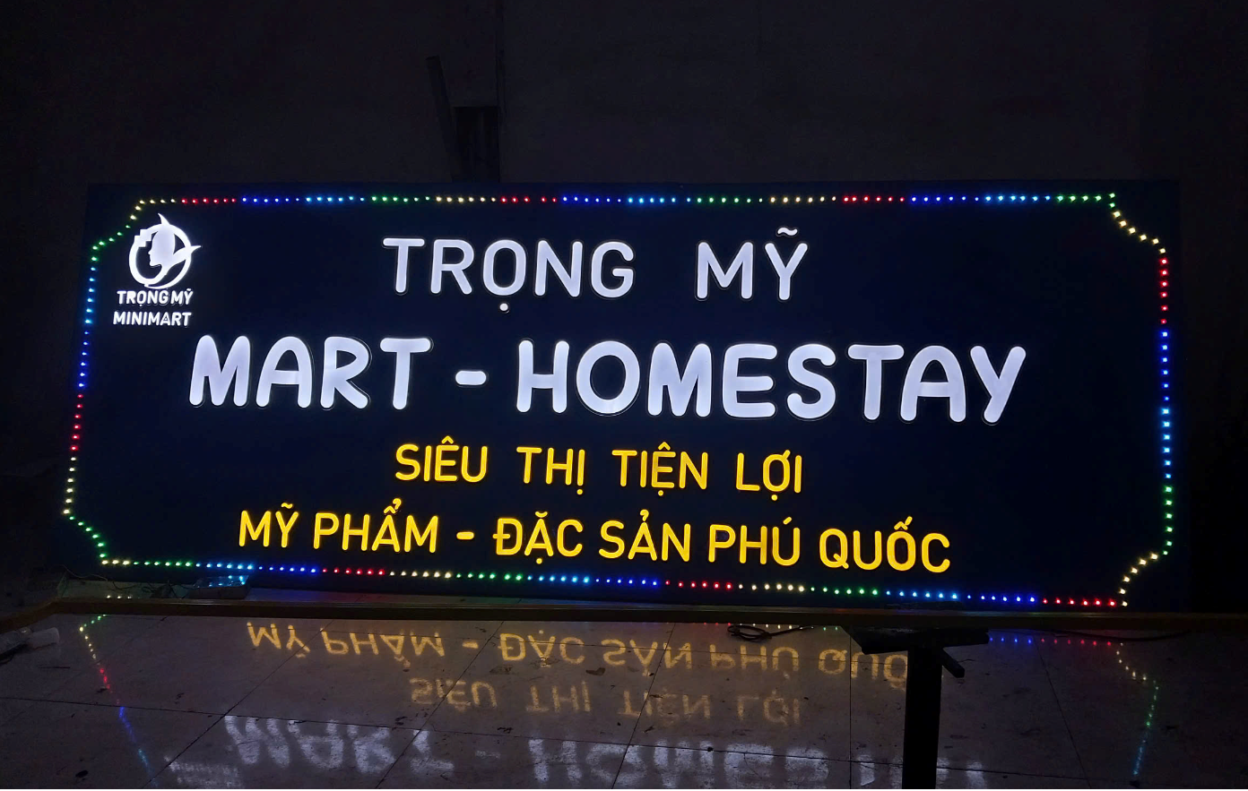 Biển Hiệu Chữ Nổi Mica Đèn Sáng Mặt – Viền LED Siêu Nổi, Giải Pháp Quảng Cáo Đẳng Cấp Cho Mặt Tiền