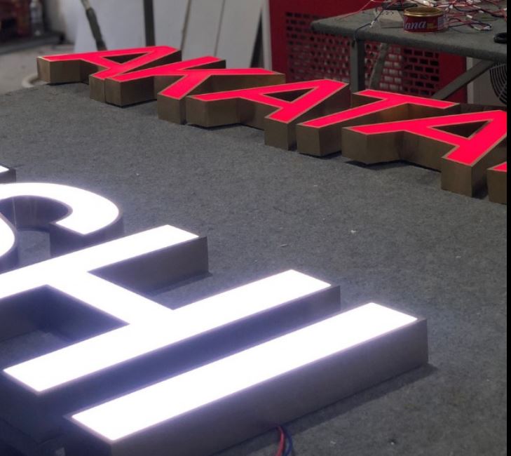 Chữ inox nổi khối đèn sáng mặt, Chữ Inox Nổi Khối Đ&egrave;n S&aacute;ng Mặt &nd... - 3D Quảng Cáo CN3