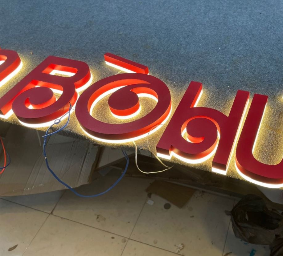 Chữ nổi khối alu đỏ đèn sáng chân, Chữ Nổi Khối Alu Đỏ Đ&egrave;n S&aacute;ng Ch... - 3D Quảng Cáo CN3