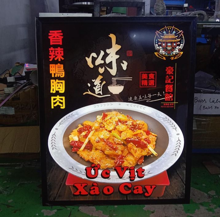 hộp đèn menu đồ ăn ốp tường