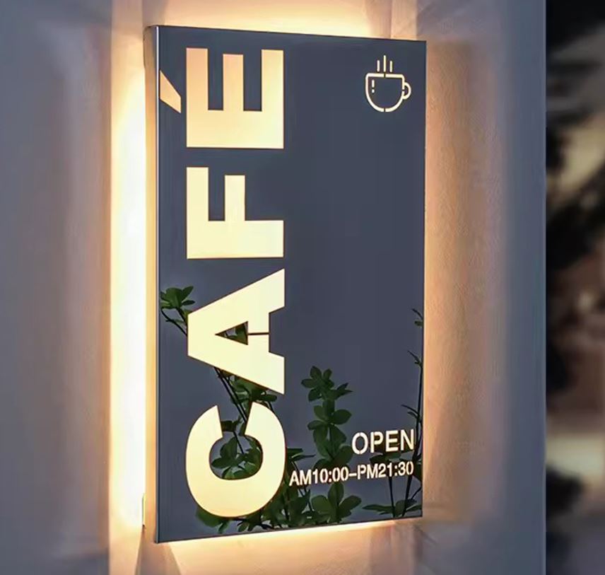 hộp đèn mica đen ốp tường sang trọng, làm hộp đèn ốp tường bằng mica sang trọng,... - Quảng Cáo Ad Shop