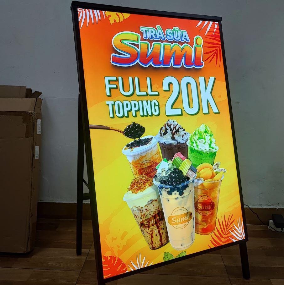 hộp đèn mica siêu mỏng có chân đứng, làm hộp đèn siêu mỏng bằng chất liệu mica, ... - Quảng Cáo Ad Shop