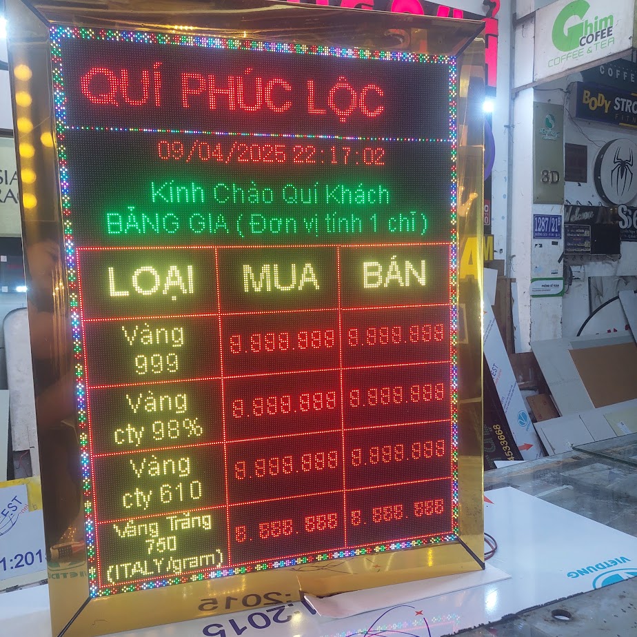 màn hình led tiệm vàng, chỉnh nội dung qua điện thoại dễ dàng, 🟦🟥 M&Agrave;N H&I... - 3D Quảng Cáo CN3