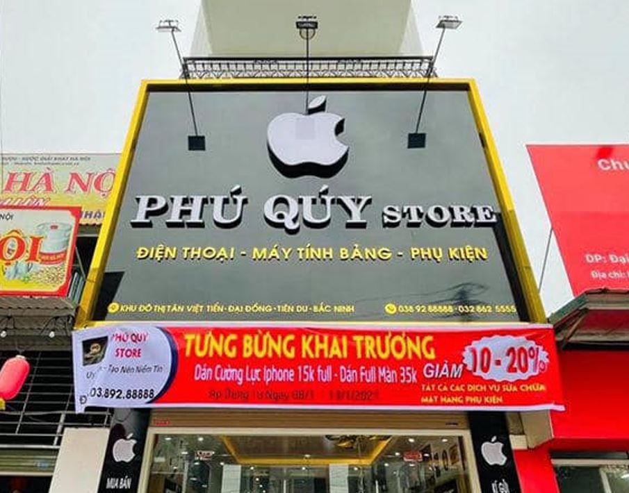 mặt dựng alu bóng  có đèn pha, chữ mica uốn nổi khối không đèn.