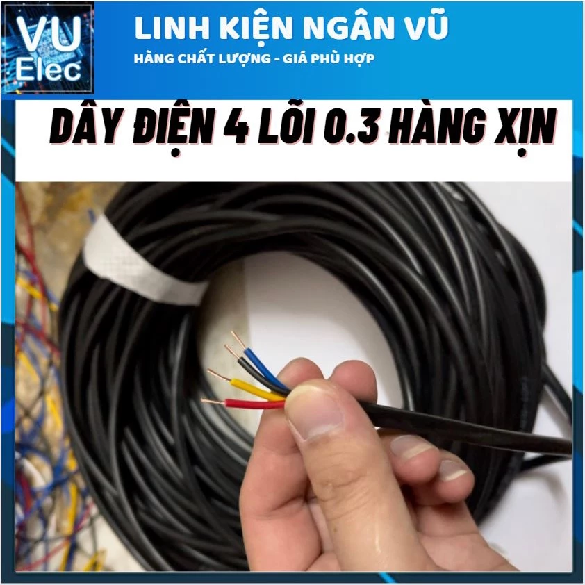 Dây điện đen tròn 0.3M 2-3-4-5-6 lõi 0.3-0.5-0.75MM Chất liệu dây Đồng 100% dây điện loại tốt
