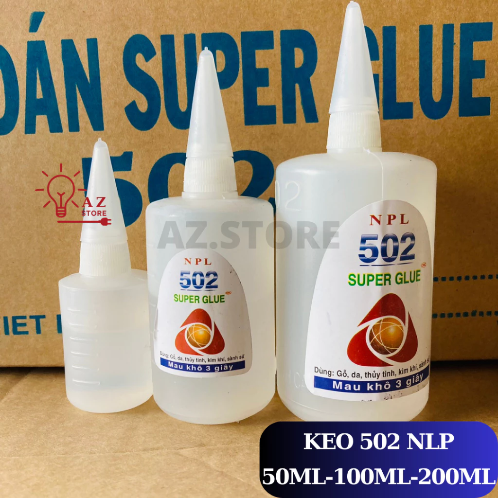 Keo 502 - keo dán sắt lọ tròn siêu dính 50ml, 100ml, 200ml hãng NLP siêu dính