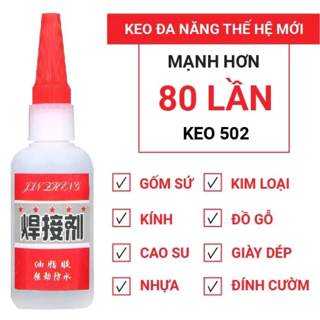 Keo Siêu Dính Đa Năng Mạnh Gấp 80 Keo 502 Dán Sắt, Dán Đá, Dán Nhựa, Dán Gỗ（50ml）-GIOVA