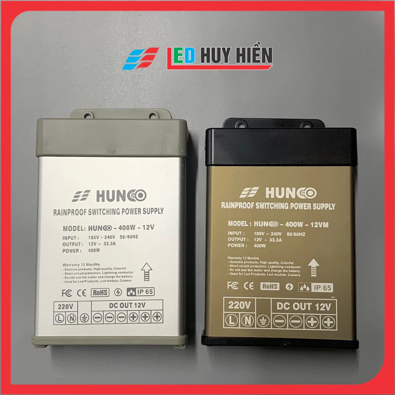 Nguồn 12v 33A HUNCO chống nước ngoài trời, (nguồn Led 12v 400w ngoài trời)