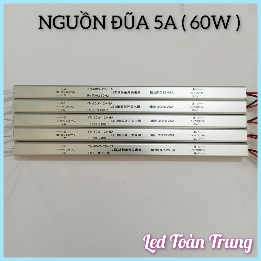 Nguồn đũa 12V - 5A -60W nhỏ gọn chuyên dùng cho led các loại thiết bị cần điện áp 12vDC
