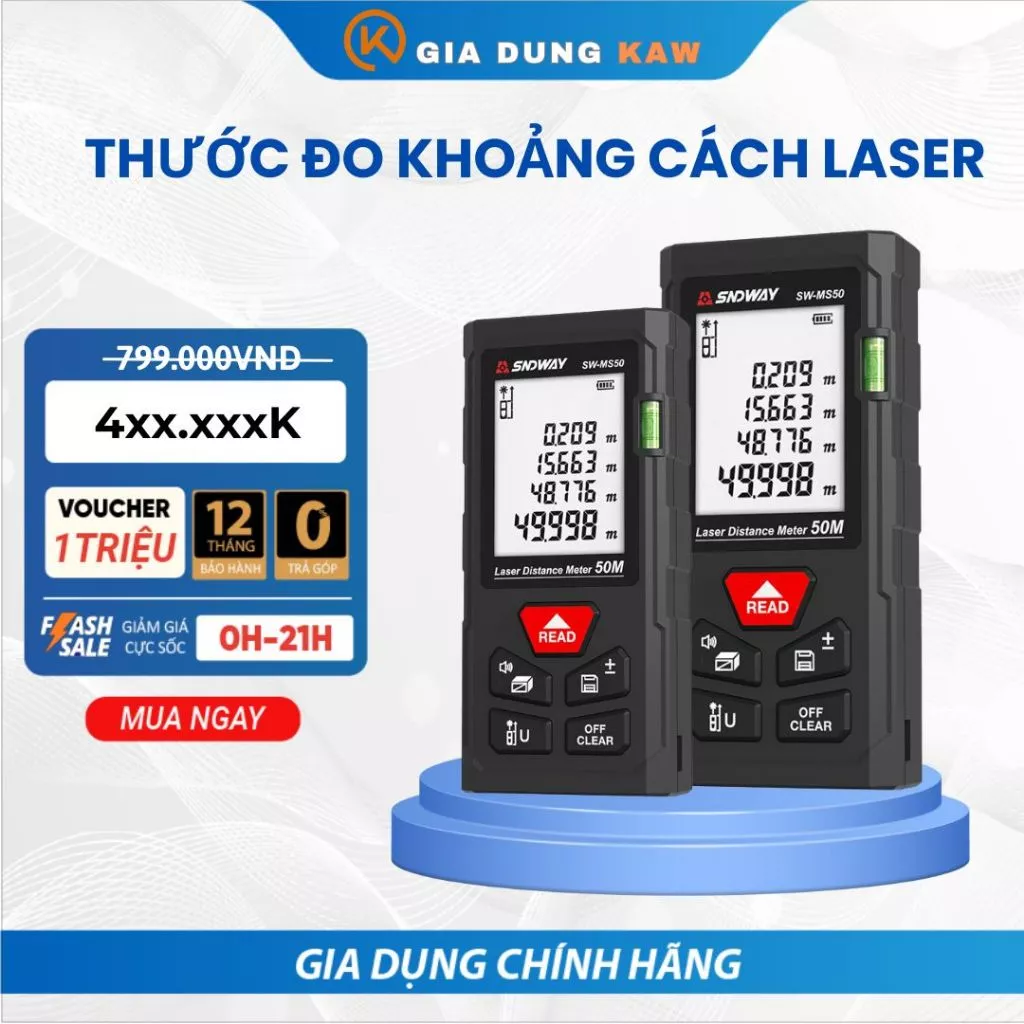 Thước đo khoảng cách bằng tia laser KAW SNDWAY SW, chính xác, dễ sử dụng